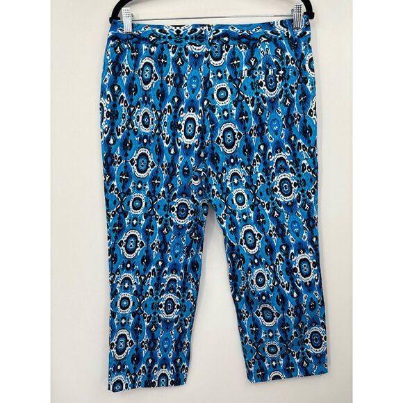 Jones New York Signature Tribal Print Crop Stretch Pant Blue Black Size 8 NEW - Picture 4 of 6